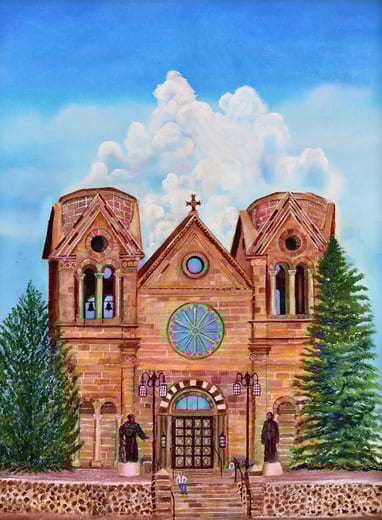 Basilica Cathedral Santa Fe by New Mexico Artist John Dick-Peddie