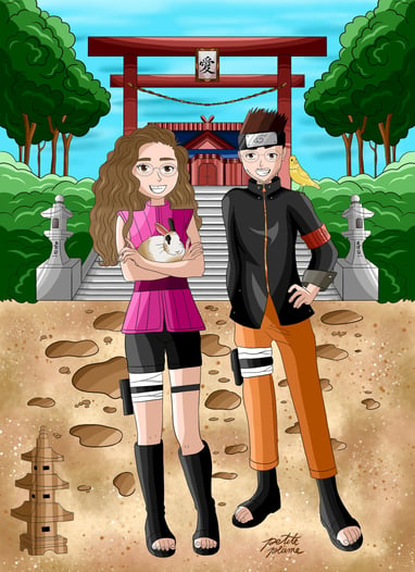 illustration couple ninja naruto, illustration manga sur petite plume