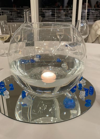 sfera con acqua e candele