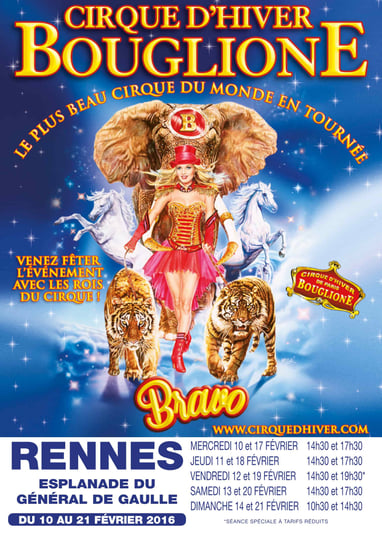 affiche Cirque d'Hiver Bouglione On Tour, spectacle Bravo