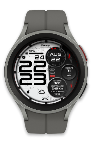a smartwatch sport watch with a grey and black watch face