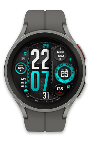 a smartwatch sport watch with a grey and blue watch face