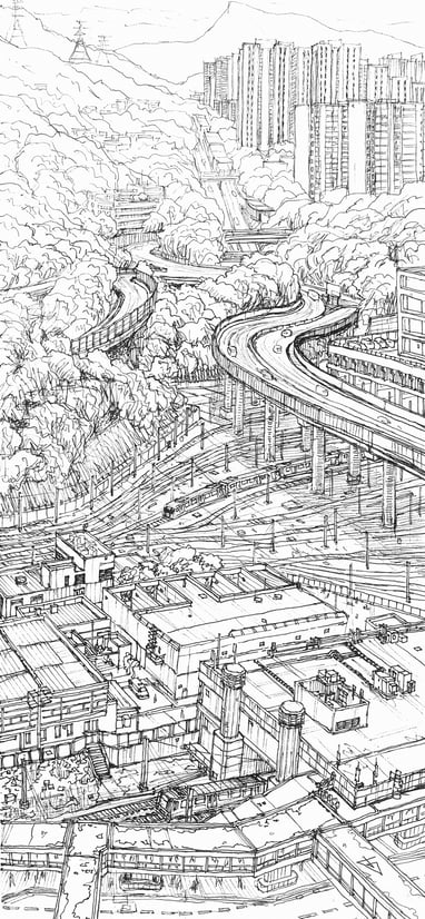 Urban sketch by Evgeny Bondarenko in Hong Kong