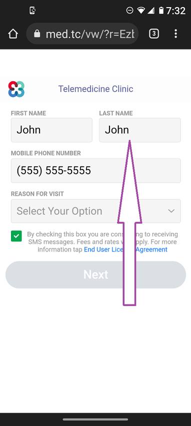 Phentermine text step 1