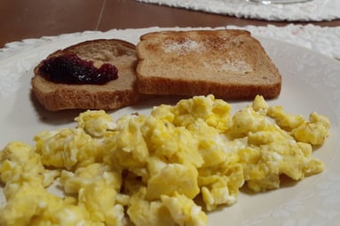 Eggs and lite toast w jelly