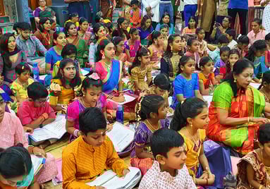 Singing thevaram with my students by Mataji Laxmi
