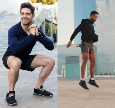 a man doing squat jumps