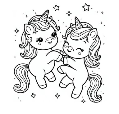 two unicorn friends coloring sheet