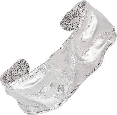 Sterling Silver Sculptural Cuff Bangle Bracelet in Brutalist Style. Silpada