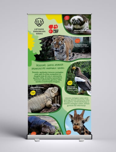 A stand with endangered animals kept in the Lithuanian Zoo. 