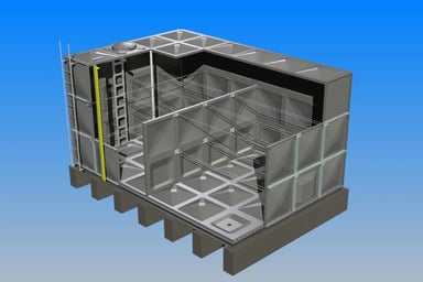 Graphic representation image of internal partition of GRP Sectional water Tank