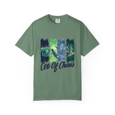 a green t - shirt with a picture of a man in a green shirt