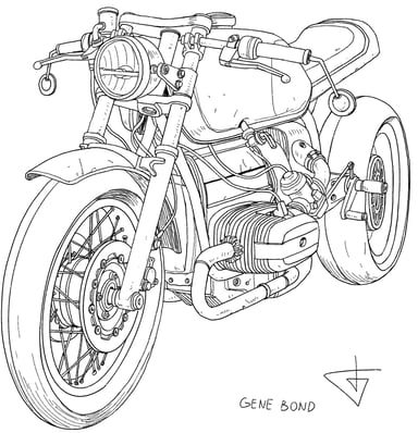 how to draw motorcycles cafe racer gene bond