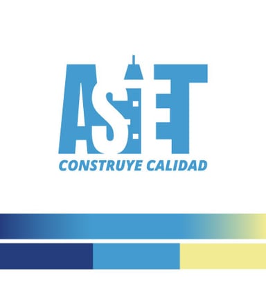 Logotipo y paleta de color de ASIET, empresa de ingenieros, técnicos y electricistas, con diseño moderno y profesional.