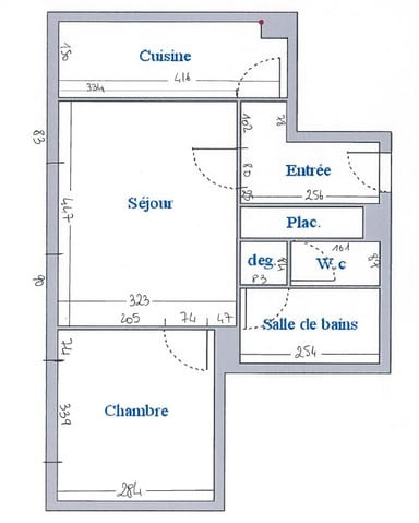 Plan 2D de l'existant d'un projet d'architecture d'intérieur