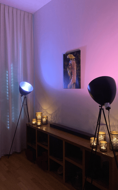 interior decorated with candles