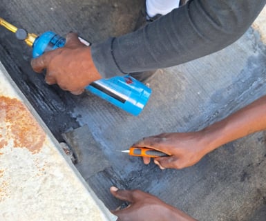 Torch-on waterproofing applied to flat concrete roof in Florida, Roodepoort