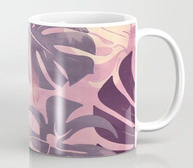 Blush Monstera Leaves Coffee Mug BY Mash Mash