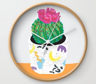 Cactus Flower Wall Clock BY Baked by Lou