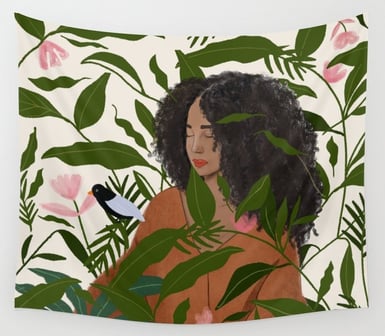 Aanu the plant lady Wall Tapestry BY mary joak