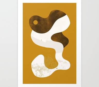 Lost in Bohemian Maze - Mustard Boho Abstraction Art Print