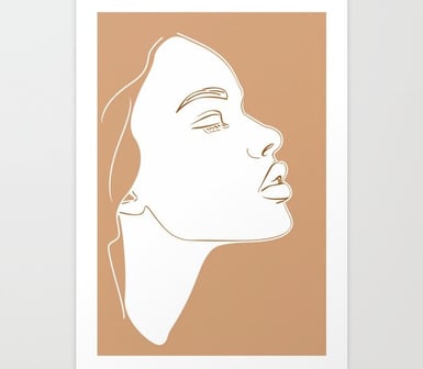 Minimalist Woman Profile Art Print BY Fresh Wave Lab on Society6