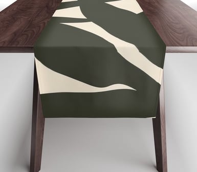 Monochrome Leaf Silhouette Pattern Table Runner BY Mash Mash