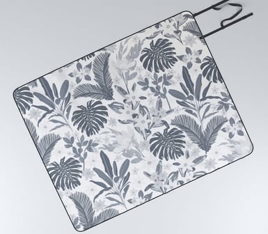 Tropical Gray Floral Greenery Picnic Blanket BY NdesignTrend