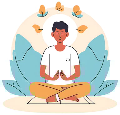 "Animated picture of a Person practicing yoga in a peaceful environment."