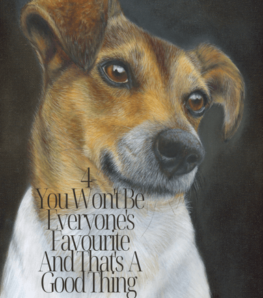 a dog is shown with a quote about a dog