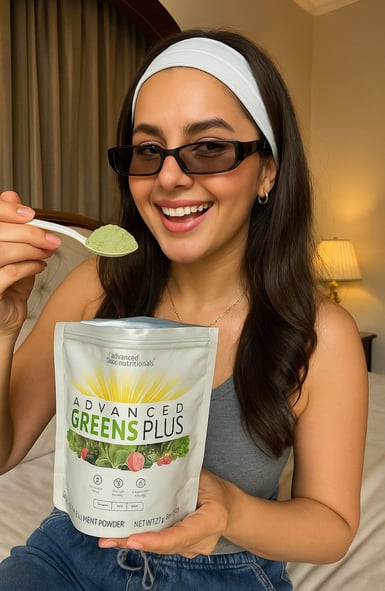 Influencer promoting advance green plus