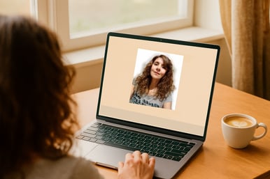 una persona en sesion terapeutica online