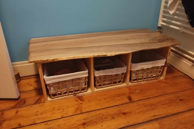 banc en bois massif avec rangements