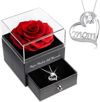 Sunia - Rosa Eterna con Collar Plata de Ley 925