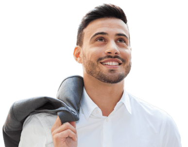 Confident guy looking upwards