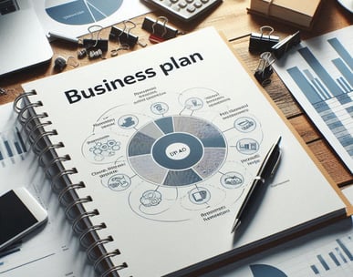 Business plan document on desk