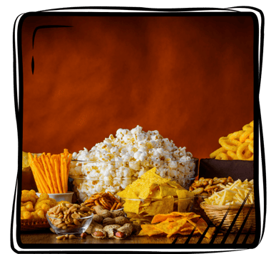 a variety of snacks and snacks on a table