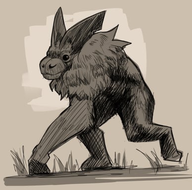 Creature concept art, fantasy creature, sketch, furry creature, digital art