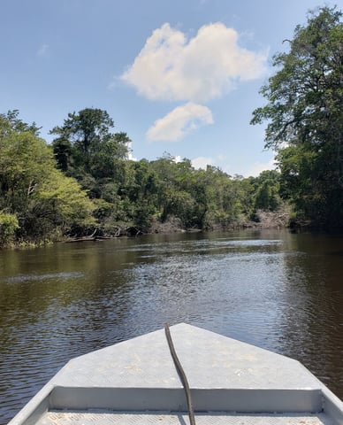 riding through Amazonian tributary near our lodge