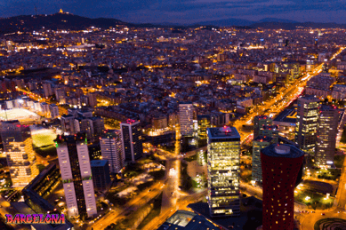 a cityscape of a city at night