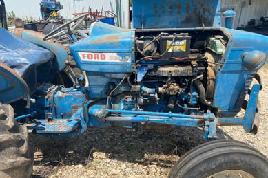 a tractor being worked on