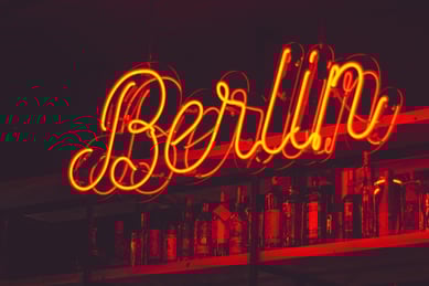 a neon sign in a bar