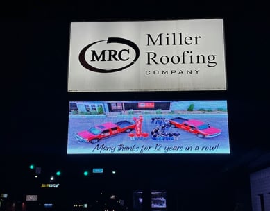 Digital LED billboard installed for Miller Roofing featuring high-resolution content.