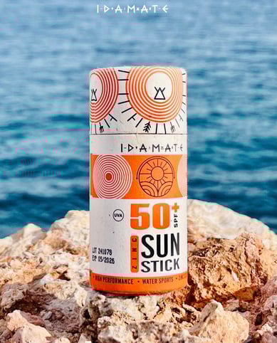  sun screen sticker on a rock
