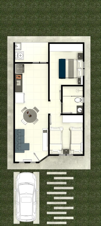 Planta baixa modelo 53m²