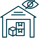 a house with a box of boxes and a house with a window