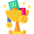 Golden trophy cup containing medals icon.