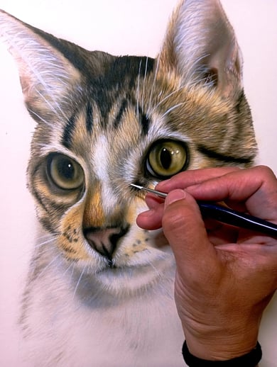 Detalhe de comissão privada pintura sobre papel por Maria João Justo