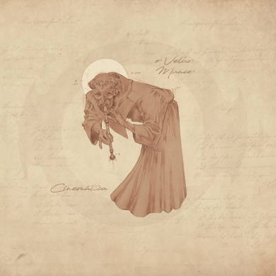 a drawing of a monk in a monk's robes