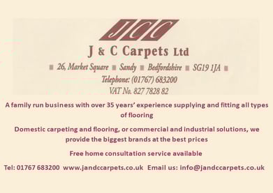 J & C Carpets supporters of The Sandy Garden & Craft Show